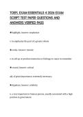TOEFL EXAM ESSENTIALS 4 2026 EXAM SCRIPT TEST PAPER QUESTIONS AND ANSWERS VERIFIED PASS