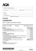 AQA A-level CHEMISTRY Paper 2 Organic and Physical Chemistry 7405&sol;2 June 2025