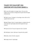 TSI MATH TEST EXAM SCRIPT 2026 QUESTIONS WITH SOLUTIONS GRADED A&plus;