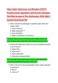 Fiber Optic Technician Certification &lpar;CFOT&rpar;  Practice Exam Questions And Correct Answers  &lpar;Verified Answers&rpar; Plus Rationales 2026 Q&A &vert;  Instant Download Pdf 