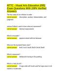 MTTC - Visual Arts Education &lpar;095&rpar; Exam Questions With 100- Verified Answers&period;docx