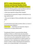 MTTC Lower Elementary &lpar;PK-3&rpar; Science and Social Studies Exam Questions With 100- Verified Answers&period;docx