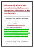 Washington School Psychologist Practice  Examination Questions With Correct Answers  &lpar;Verified Answers&rpar; Plus Rationales 2026 Q&A &vert;  Instant Download Pdf