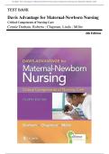 Test Bank - Davis Advantage for Maternal-Newborn Nursing Critical Components of Nursing Care 4th Edition &lpar;Durham&comma; 2023&rpar; Chapter 1-19 &vert; All Chapters with Answers and Rationales