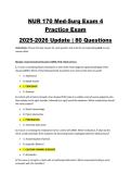 NUR 170 Med-Surg Exam 4 Practice Exam 2025-2026 Update &vert; 80 Questions