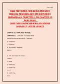 Test Bank for Quick and Easy Medical Terminology&comma; 9th Edition by Peggy C&period; Leonard &lpar;ISBN&colon; 9780135216723&rpar; &mdash; Complete Chapters 1&ndash;15 Questions with Verified Solutions 2026&sol;2027 Latest Update