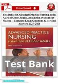 Test Bank for Advanced Practice Nursing in the Care of Older Adults 2nd Edition by Kennedy-Malone &ndash; Complete Exam Questions & Verified Answers 2025&ndash;2026