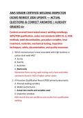 AWS SENIOR CERTIFIED WELDING INSPECTOR  &lpar;SCWI&rpar; NEWEST 2026 UPDATE &mdash; ACTUAL  QUESTIONS & CORRECT ANSWERS &vert; ALREADY  GRADED A&plus;