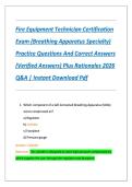 Fire Equipment Technician Certification  Exam &lpar;Breathing Apparatus Specialty&rpar;  Practice Questions And Correct Answers  &lpar;Verified Answers&rpar; Plus Rationales 2026  Q&A &vert; Instant Download Pdf 