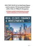 Solution Manual &ndash; Real Estate Finance and Investments&comma; 17th International Edition &vert; Jeffrey Fisher & William B&period; Brueggeman &vert; Complete Verified Solutions