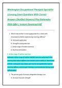 Washington Occupational Therapist Specialist  Licensing Exam Questions With Correct  Answers &lpar;Verified Answers&rpar; Plus Rationales  2026 Q&A &vert; Instant Download Pdf 