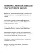WATER SAFETY INSTRUCTOR 2026 MASTER STUDY SHEET UPDATED Q&A PACK