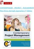 Test Bank &ndash; Contemporary Project Management&colon; Plan-Driven and Agile Approaches&comma; 5th Edition &ndash; Complete Questions&comma; Answers & Detailed Rationales &lpar;A&plus; Grade Resource&rpar;