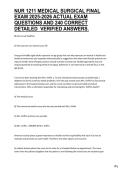 Nur 1211 medical surgical final exam 2025 2026 actual exam questions and 240 correct detailed verified answers