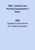 ODP Contact Lens Pre-final Assessment 2 2026 &vert; Optometric Dispensing Practice & Study Guide