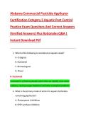 Alabama Commercial Pesticide Applicator Certification Category 5 Aquatic Pest Control Practice Exam Questions And Correct Answers &lpar;Verified Answers&rpar; Plus Rationales 