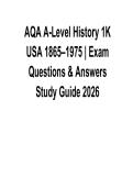AQA A-Level History 1K USA 1865&ndash;1975 Exam Questions and Answers Study Guide 2025&sol; 2026 Comprehensive AQA History Exam Prep with Solutions