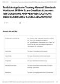 Pesticide Applicator Training&colon; General Standards Workbook SP39-W Exam Questions & Answers Test QUESTIONS AND VERIFIED SOLUTIONS &vert;2026&vert; ELABORATED &DETAILED ANSWERS&excl;&excl;