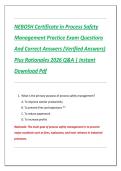 NEBOSH Certificate in Process Safety  Management Practice Exam Questions  And Correct Answers &lpar;Verified Answers&rpar;  Plus Rationales 2026 Q&A &vert; Instant  Download Pdf 