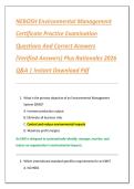 NEBOSH Environmental Management  Certificate Practice Examination  Questions And Correct Answers  &lpar;Verified Answers&rpar; Plus Rationales 2026  Q&A &vert; Instant Download Pdf