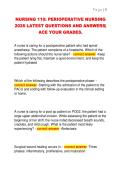 NURSING 110&colon; PERIOPERATIVE NURSING  2026 LATEST QUESTIONS AND ANSWERS&vert;  ACE YOUR GRADES&period;
