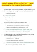 Private Investigator &lpar;PI&rpar; License Exam Prep &ndash; Practice  Questions & Verified Answers &vert; 2026 &vert; Graded A&plus;