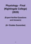 Physiology Final 2026 &ndash; Nightingale College Comprehensive Nursing Exam Study Guide PDF