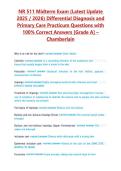 NR 511 Midterm Exam 2025&sol;2026 &vert; Differential Diagnosis & Primary Care Practicum &vert; Chamberlain &vert; 100&percnt; Correct Answers &vert; Grade A