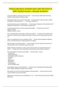 Clinical Laboratory Assistant Exam with all Correct & 100&percnt; Verified Answers &vert;Already Graded A&plus;