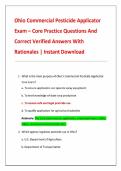 Ohio Commercial Pesticide Applicator  Exam &ndash; Core Practice Questions And  Correct Verified Answers With   Rationales &vert; Instant Download 