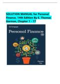 Solution Manual for Personal Finance&comma; 14th Edition by E&period; Thomas Garman & Jonathan Fox &vert; ISBN&colon; 9780357901496 &vert;  Chapters 1-17  &vert; Downloadable PDF