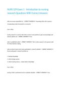 NURS 329 Exam 1 - introduction to nursing research Questions With Correct Answers