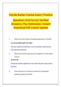 Florida Barber License Exam&vert; Practice Questions And Correct Verified Answers&vert; Plus Rationales&vert; Instant Download Pdf &vert;Latest Update
