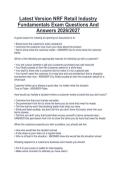 Latest Version NRF Retail Industry  Fundamentals Exam Questions And  Answers 2026&sol;2027 