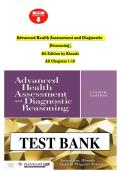 Full Test Bank for Advanced Health Assessment and Diagnostic Reasoning &lpar;4th Edition&rpar; by Jacqueline Rhoads and Sandra Wiggins Petersen Complete Coverage &lpar;Chapters 1-18&rpar; Verified Question & Answer Sets Physical Examination &sol; Differential Diagnosis &sol; Cultura