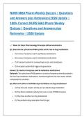 NURS 5663 Pharm Weekly Quizzes &vert; Questions  and Answers plus Rationales&vert;2026 Update &vert;  100&percnt; Correct&period;NURS 5663 Pharm Weekly  Quizzes &vert; Questions and Answers plus  Rationales &vert; 2026 Update