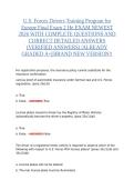 U&period;S&period; FORCES DRIVERS TRAINING PROGRAM FOR EUROPE &ndash; FINAL EXAM 2 &vert; COMPLETE QUESTIONS AND VERIFIED DETAILED ANSWERS &vert; 2026 UPDATED EDITION &vert; BRAND NEW VERSION