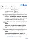 AP Psychology Study Guide &ndash; Psychological Perspectives &lpar;Biopsychosocial&comma; Behavioral&comma; Cognitive&comma; Humanistic&comma; Biological&comma; Evolutionary&comma; Psychodynamic&comma; Social‑Cultural&rpar; &vert; Completed Answer Key &vert; Unit 0 Science Practice