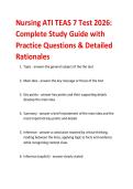 Nursing ATI TEAS 7 Test 2026&colon;  Complete Study Guide with  Practice Questions & Detailed  Rationales