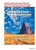 Complete Test Bank Sensation and Perception 10th Edition Goldstein Questions & Answers with rationales &lpar;Chapter 1-15&rpar; LATEST UPDATED VERSION A&plus; GRADED 