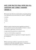 NATE CORE PRACTICE FINAL PAPER 2026 FULL QUESTIONS AND CORRECT ANSWERS GRADED A&plus;