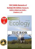 Test Bank &ndash; Elements of Ecology 9th Edition by Thomas M&period; Smith & Robert L&period; Smith &vert; All Chapters 1&ndash;27 Covered &vert; Latest 2026&ndash;2027 Verified Questions & Answers