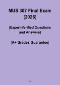 MUS 307 Final Exam 2026 &ndash; Advanced Music Theory & Appreciation PDF