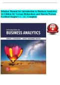 Solution Manual for Introduction to Business Analytics&comma; 1st Edition by Vernon Richardson & Marcia Watson &vert; Chapters 1-12 &vert; Downloadable PDF