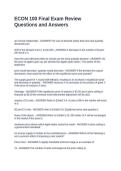 ECON 100 Final Exam Review Questions and Answers
