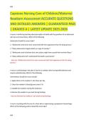 Capstone Nursing Care of Children&sol;Maternal  Newborn Assessment ACCURATE QUESTIONS  AND DETAILED ANSWERS &vert; GUARANTEED PASS  &vert; GRADED A &vert; LATEST UPDATE 2025-2026 