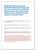 NURS 2092 Health Assessment  MIDTERM EXAM STUDY GUIDE 2026  With Correct Detailed And VERIFIED  Solutions &lpar;100&percnt; Accurately Verified  Answers&rpar; &lpar;latest 20262027 Update&rpar;  Graded A&plus; Guarantee Pass&excl;&excl; 