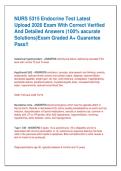 NURS 5315 Endocrine Test Latest  Upload 2026 Exam With Correct Verified  And Detailed Answers &lpar;100&percnt; aacurate  Solutions&rpar;Exam Graded A&plus; Guarantee  Pass&excl;&excl;