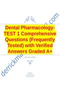 Dental Pharmacology- TEST 1 Comprehensive Questions &lpar;Frequently Tested&rpar; with Verified Answers Graded A&plus;