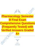 Pharmacology Semester III Final Exam Comprehensive Questions &lpar;Frequently Tested&rpar;with Verified Answers Graded A&plus;